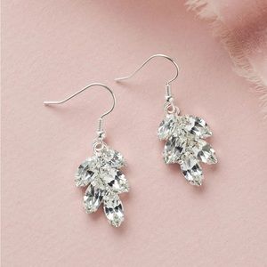Dareth Colburn Crystal Leaf Earrings Silver/All Clear Crystals